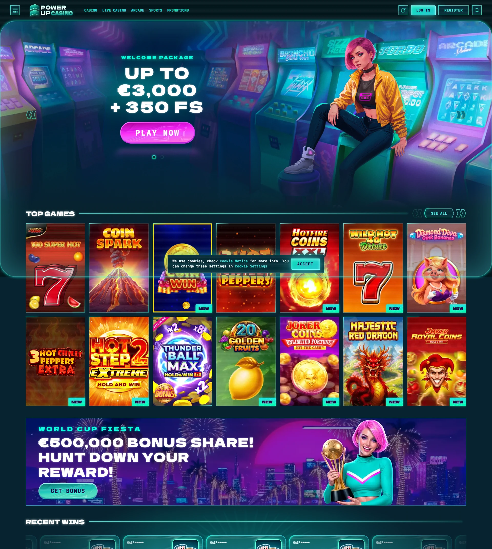 powerupcasino Casino Startseite und Registrierung
